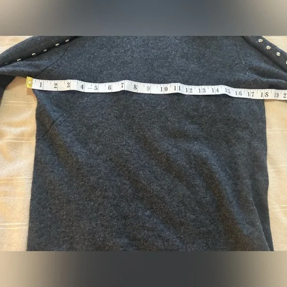 ZADIG & VOLTAIRE | dark gray wool cashmere turtleneck with studs down arms XS - Picture 11 of 12